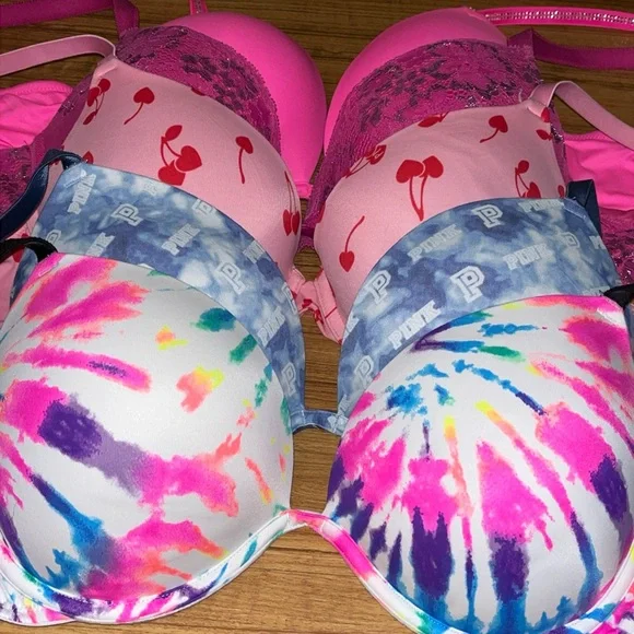 Lot of 5 Victoria's Secret Pink and Multicolor Bra Collection PreOwned - Picture 3 of 16